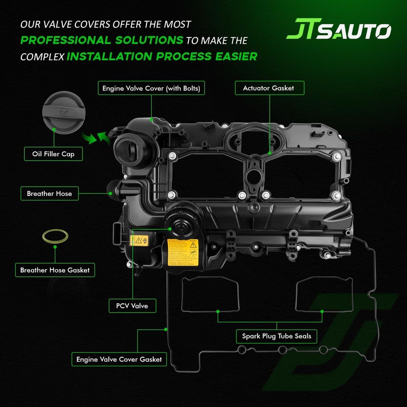 JTSAUTO N20 Engine Valve Cover Kit for 2012-2018 320i/328i/528i (Including xDrive), 428i Gran Coup/428i xDrive, X1/X3/X4/X5, Z4, Replaces # 11127588412, 11127588418, 11127625477, V208711, 15186739 - Image 3